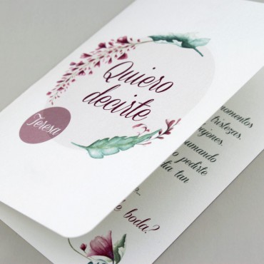 tarjeta de boda para mensaje a un invitado especial modelo Viana