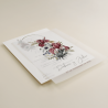 Invitacion de boda con papel vegetal. Veladura papel vegetal. Invitacion original con flores de acuarela. Mod Lom II