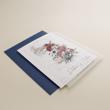 Invitacion de boda con papel vegetal. Veladura papel vegetal. Invitacion de boda azul klein. sobre azul. Mod Lom II