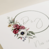 detalle logotipo de flores de acuarela. invitacion de boda original. Modelo Lombardía I