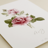 detalle invitacion de boda con flores de acuarela de rosas. Invitacion de papel texturizado modelo Estambul III