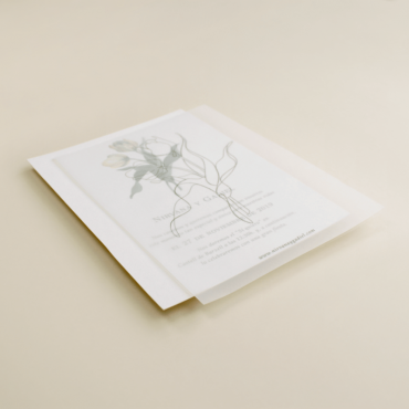 Veladura de papel vegetal para la invitación de boda de la Colección Ámsterdam