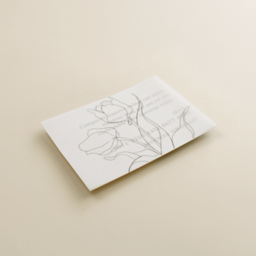 tarjeta informativa de invitación de boda con veladura de papel vegetal. Modelo Ámsterdam