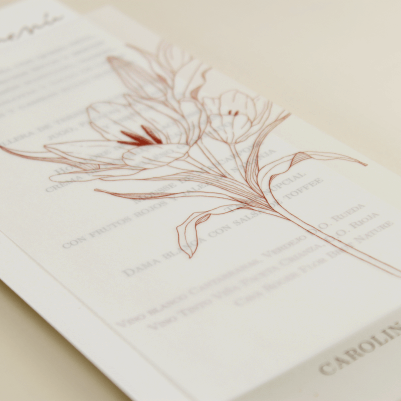 detalle minuta de boda praga II y agradecimiento con veladura en papel vegetal