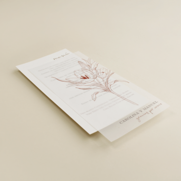 minuta de boda praga II en papel textura suave y agradecimiento de boda con veladura en papel vegetal