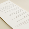 Detalle de la minuta de boda modelo Praga II en papel texturizado blanco de 250gr